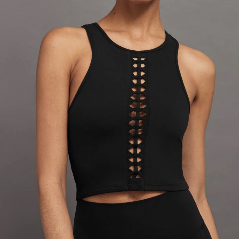 NWT CARBON38 Crochet Tank in Melt black‎ xs women’s